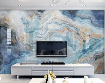 Blue Abstract Marble Wallpaper Blue Abstract Wallpaper Peel and Stick Wallpaper Self Adhesive Wallpaper Living Room Bedroom Wall Sticker