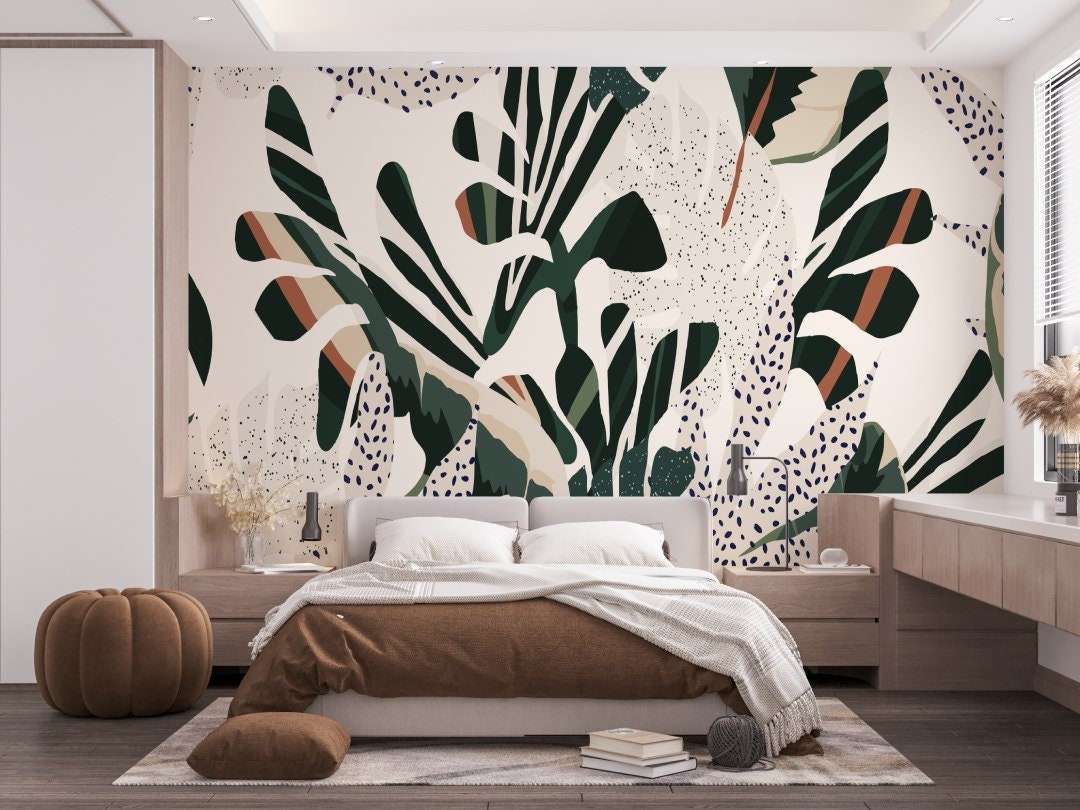 Modern Art Plant Abstract Wallpaper Peel and Stick Wallpaper - Etsy