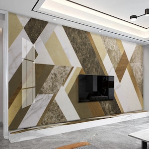 Geometric Wood Marble Pattern Wallpaper Peel and Stick Wallpaper Self Adhesive Wallpaper Living Room Bedroom Creative Art Wall Covering