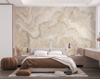 Curly Cream Shade Abstract Marble Wallpaper Peel and Stick Wallpaper Self Adhesive Wallpaper Living Room Bedroom Wall Sticker