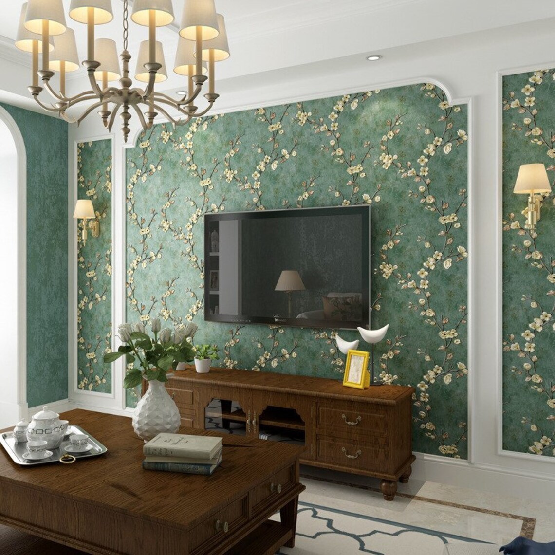 3D Floral Wallpaper Eco Friendly Self Adhesive Home Decoration 3D