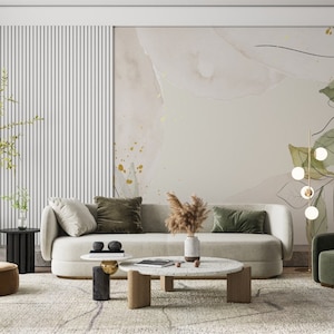 Hand Drawn Watercolor Leaves Pattern Wallpaper Peel and Stick Wallpaper Self Adhesive Wallpaper Living Room Bedroom floral wallpaper