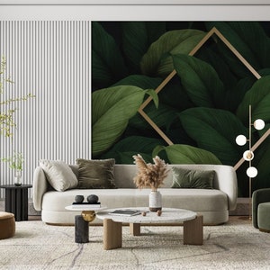 Luxury Green Leaves Wallpaper Peel and Stick Wallpaper Self Adhesive Wallpaper Living Room Bedroom Abstract Wallpaper Green wallpaper