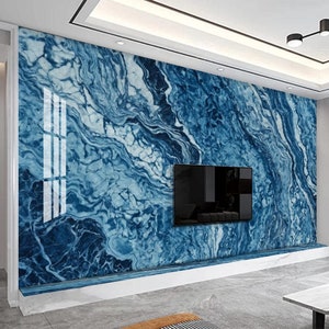 Blue Abstract Marble Wallpaper Peel and Stick Wallpaper Self Adhesive Wallpaper Living Room Bedroom Creative Marble Wallpaper