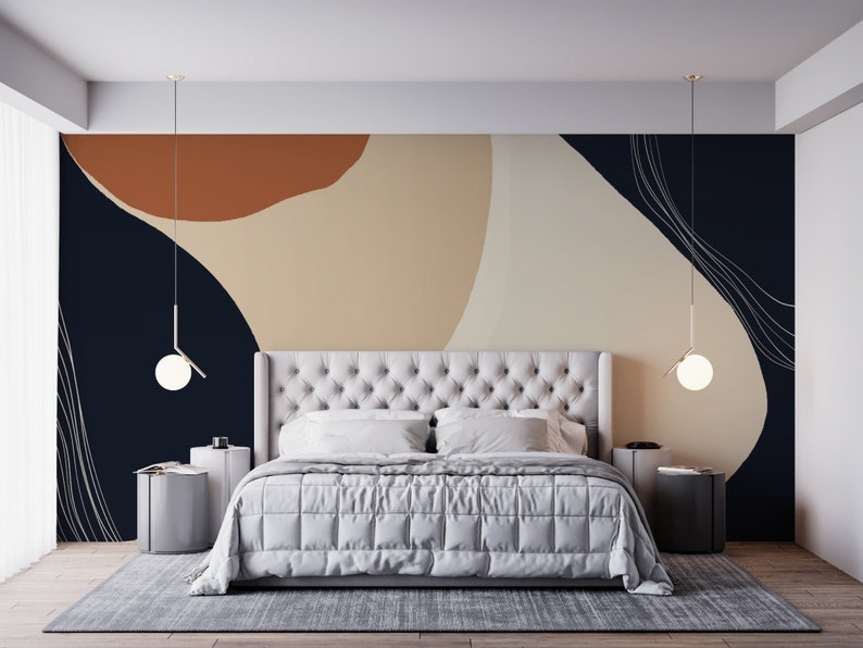 Simple Nordic Abstract Art Wallpaper Peel and Stick Wallpaper - Etsy