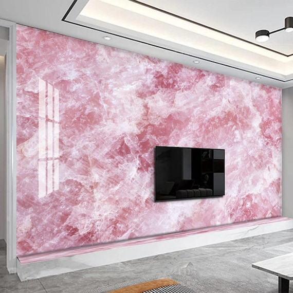 Pink Stone Marble Wallpaper Peel and Stick Wallpaper Self | Etsy