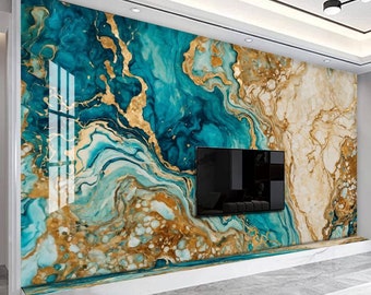 Liquid Fluid Blue Beige Abstract Wallpaper Marble Wallpaper Peel and Stick Wallpaper Self Adhesive Wallpaper Living Room Bedroom Wallpapers