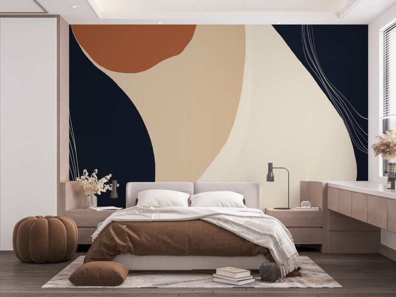 Simple Nordic Abstract Art Wallpaper Peel and Stick Wallpaper - Etsy