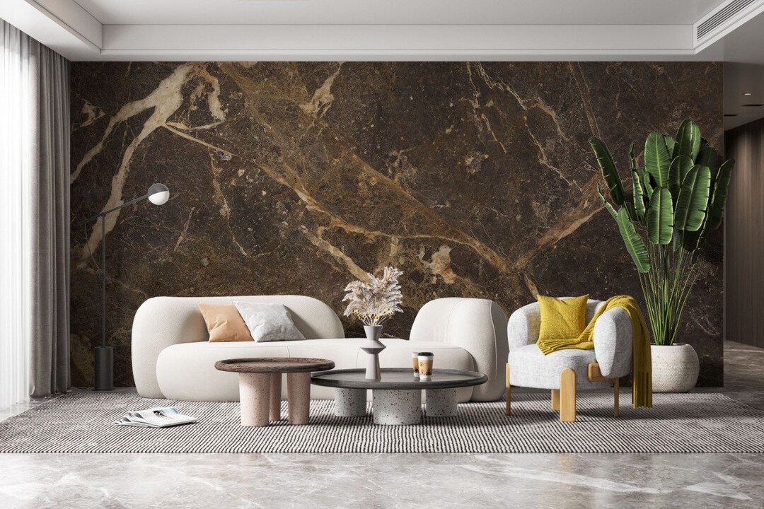 Dark Brown Marble Wallpaper Peel and Stick Wallpaper Self - Etsy