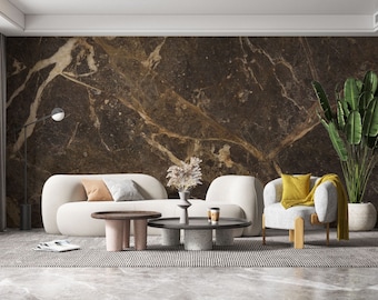 Dark Brown Marble Wallpaper Peel and Stick Wallpaper Self Adhesive Wallpaper Living Room Bedroom Abstract Marble Texture Glossy Wallpaper