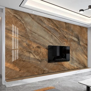 Brown Stone Marble Wallpaper Peel and Stick Wallpaper Self Adhesive Wallpaper Living Room Bedroom Abstract Marble Texture Glossy Wallpaper