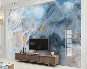 Blue Abstract Marble Wallpaper European Abstract Wallpaper Peel and Stick Wallpaper Self Adhesive Wallpaper Living Room Bedroom Wall Sticker
