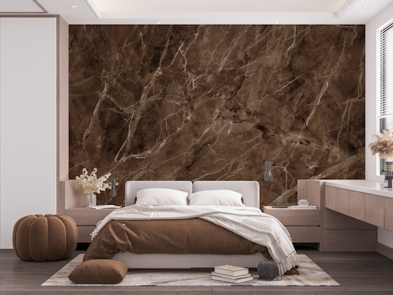 Brown wallpaper living room discount