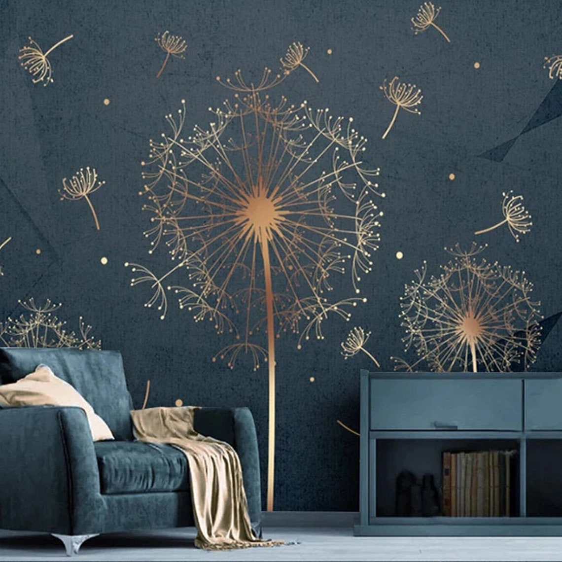 Beautiful Dandelions Plant Abstract Wallpaper Peel and Stick Wallpaper