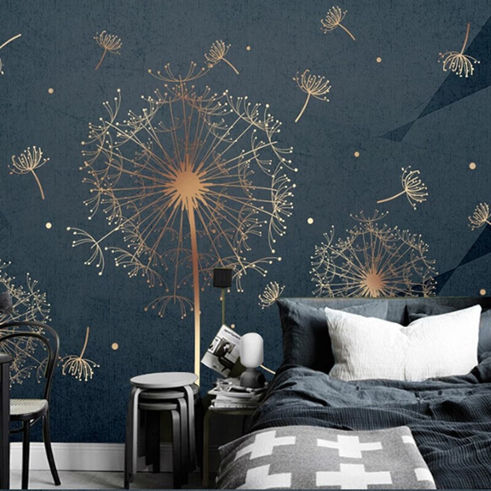 Beautiful Dandelions Plant Abstract Wallpaper Peel and Stick Wallpaper