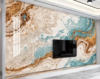 Blue Beige Abstract Marble Wallpaper Peel and Stick Wallpaper Self Adhesive Wallpaper Living Room Bedroom Creative Abstract Wallpaper