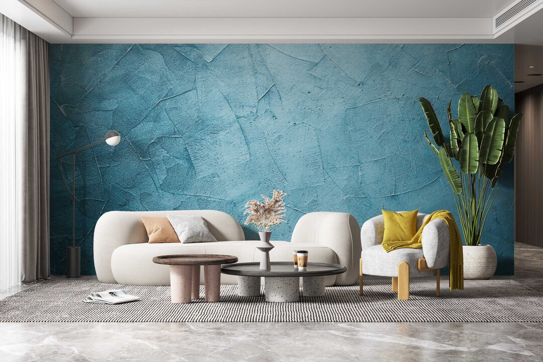 Blue Concrete Pattern Wallpaper Peel and Stick Wallpaper Self Adhesive ...