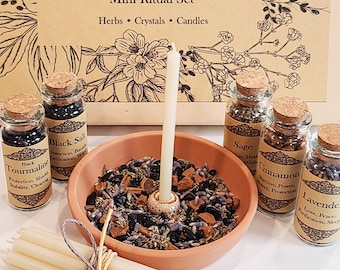 Protection Spell Kit, Crystals, Herbs, Candles, Apothecary Set
