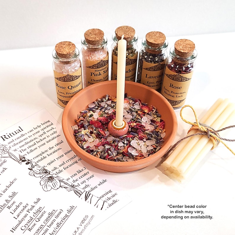 Love Spell Kit, Crystals, Herbs, Candles, Apothecary Set image 2