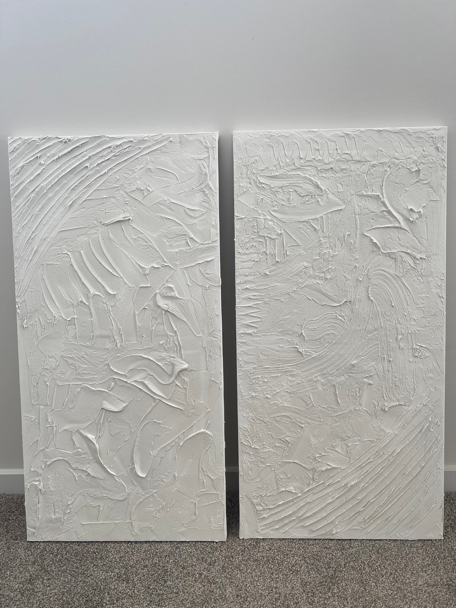 White Textured Canvas Wall Art Abstract White Wall Decor Etsy