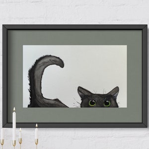 Printable, halloween decor, black cat print, digital print, downloadable, halloween cat, watercolor painting, watercolor print, cat print