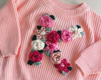 Embroidered sweater, hand embroidered toddler sweater, custom sweater, custom sweater for toddler, custom baby sweater