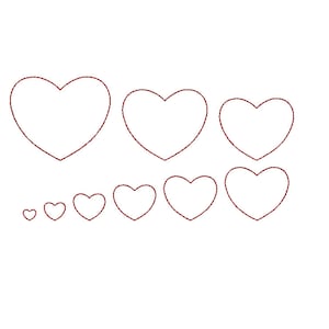 Bean stitch Heart Embroidery Design - 9 Sizes - Bean Stitch Embroidery Design-Valentine Day Embroidery Design-Machine Embroidery Design
