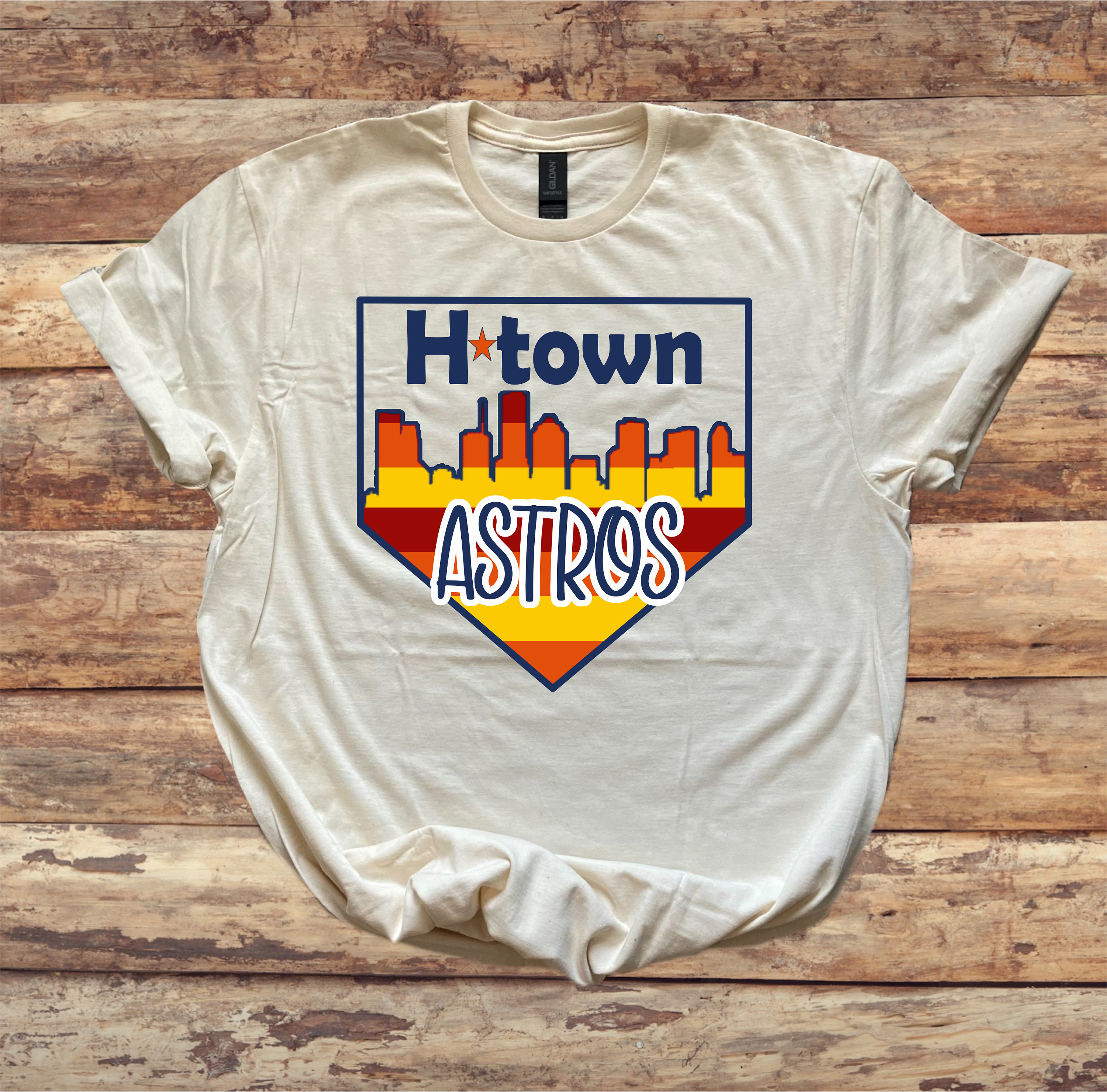 H Town Astros - Retro Skyline & Home Plate - T-shirt