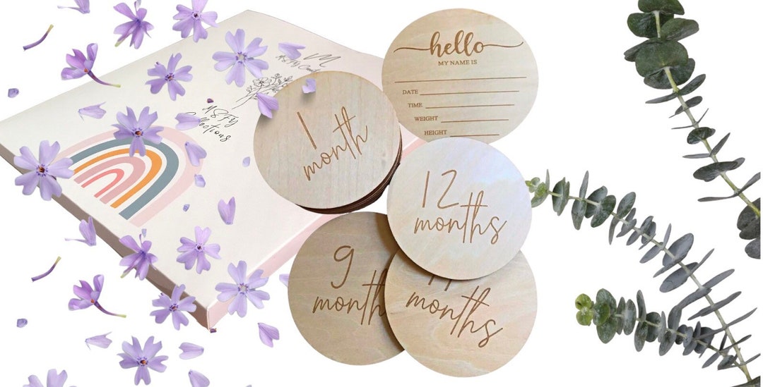 Wooden Baby Milestone Cards Disc New Born Baby Shower Gift Birth ...