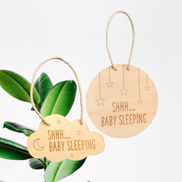 Shh baby is sleeping plaque Sign- Front Door room door Sign- Do Not Disturb Sign | Newborn Baby Sign- Newborn Gift -Baby Shower Gift