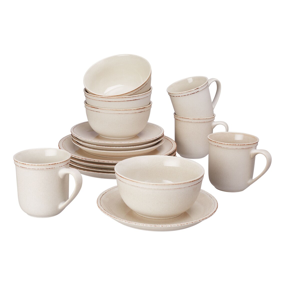 Classic Cream Stoneware 16Piece Dinnerware Set Etsy