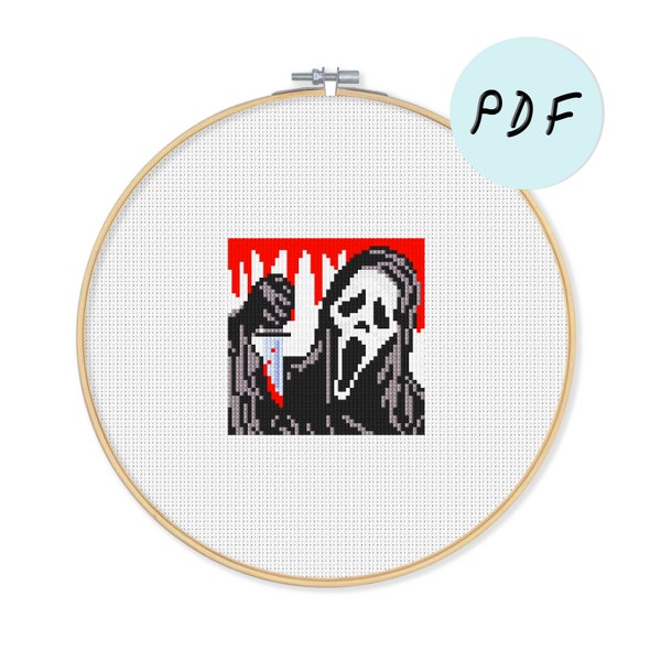 Scream (PDF) — Killer cross-stitch, Slasher XStitch pattern, PDF pattern for horror film lovers