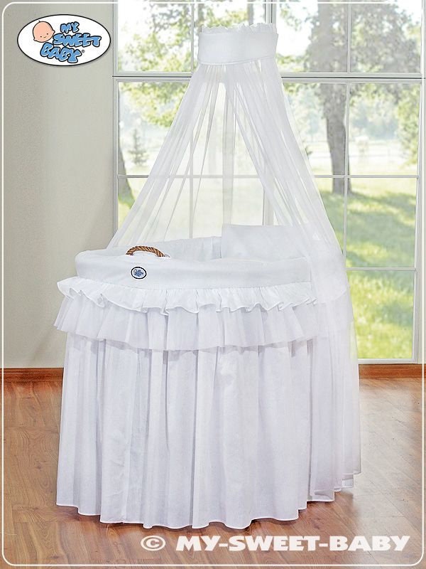 My Sweet Baby Royal Canopy Wicker Crib Moses Basket White Etsy