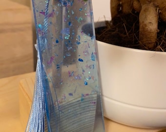 Glittery blue bookmarks