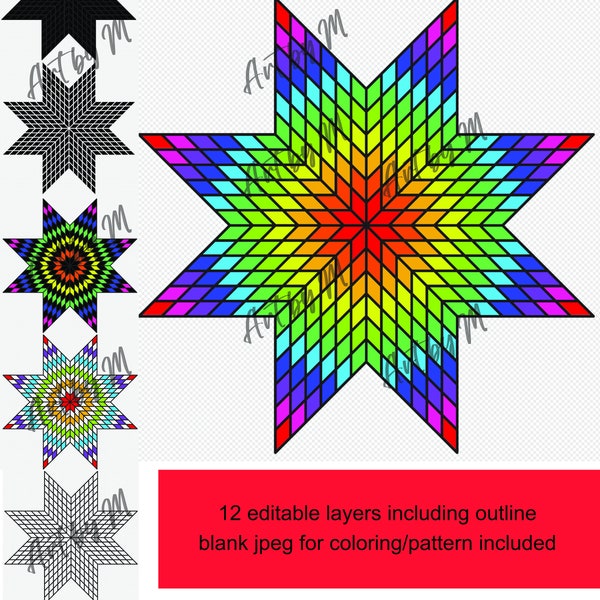 Star Quilt- Lone Star SVG Star quilt design-Native American Star Quilt Pattern- Native American SVG- Lakota Star Quilt SVG.