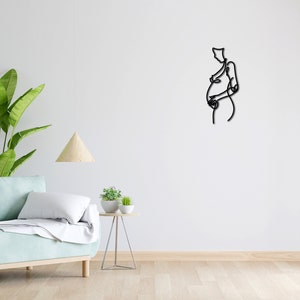Wand Tattoo | Lineart | Liebe | 3D Schriftzug | Minimalistisches Lineart Wandbild | Modernes minimalistisches Design | Schwangere Frau