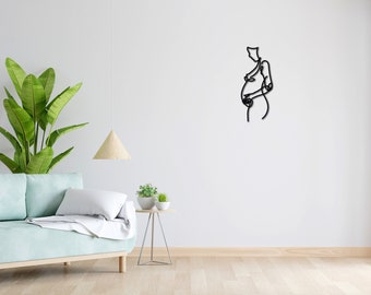 Wall tattoo | Lineart | Love | 3D lettering | Minimalist lineart mural | Modern minimalist design | Pregnant woman