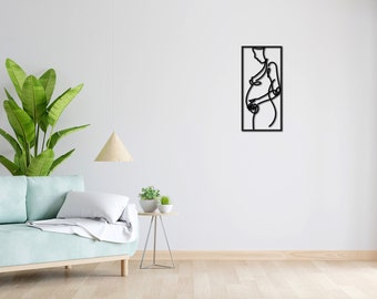 Wall tattoo | Lineart | Love | 3D lettering | Minimalist lineart mural | Modern minimalist design | Pregnant woman