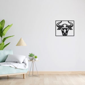 Wand Tattoo | Lineart | Liebe | 3D Schriftzug | Minimalistisches Lineart Wandbild | Modernes minimalistisches Design | Stier | Stierkopf
