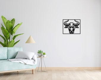 Wall tattoo | Lineart | Love | 3D lettering | Minimalist lineart mural | Modern minimalist design | Bull | Bull head