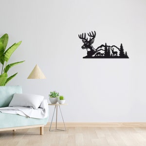 Wall tattoo | Lineart | Love | 3D lettering | Minimalist lineart mural | Modern minimalist design | Deer | Deer motif