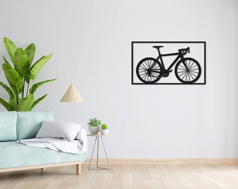 Tatouage mural | Linéaire | Amour | Lettrage 3D | Peinture murale linéaire minimaliste | Design minimaliste moderne | Vélo de route | Vélo