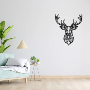 Wand Tattoo | Lineart | Liebe | 3D Schriftzug | Minimalistisches Lineart Wandbild | Modernes minimalistisches Design | Hirsch | Hirschkopf