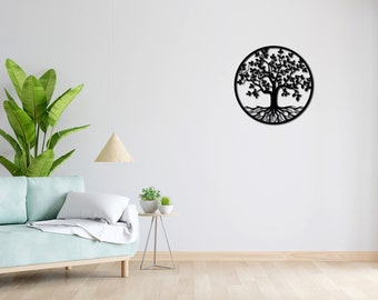 Wand Tattoo | Lineart | Liebe | 3D Schriftzug | Minimalistisches Lineart Wandbild | Modernes minimalistisches Design | Baum des Lebens
