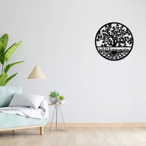 Wand Tattoo | Lineart | Liebe | 3D Schriftzug | Minimalistisches Lineart Wandbild | Modernes minimalistisches Design | Baum des Lebens