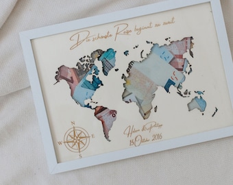 Wedding gift | Gift for travelers | Travel fund gift | Gift for the bride and groom | Cash gift cruise | World map |