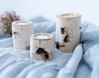 Birch tealight holder | Wooden tealight holder | Candle holder | Table decoration | Rustic table decoration | Birch candle holder | Birch lantern