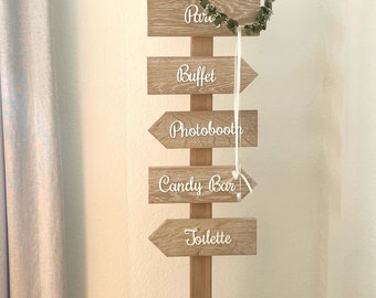 Signes de mariage en bois | Signes de mariage acrylique | Signe de mariage Bienvenue | Panneau | Flèche en bois | Panneau de mariage |