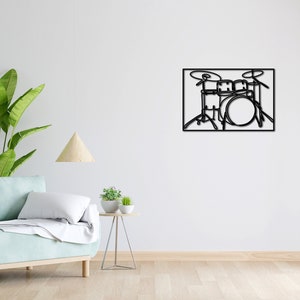 Wall tattoo | Lineart | Love | 3D lettering | Minimalist lineart mural | Modern minimalist design | Drums | Drum set