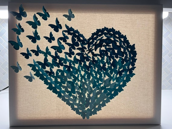 Fly Away Butterfly Heart Butterfly Heart Wall Art Art - Etsy